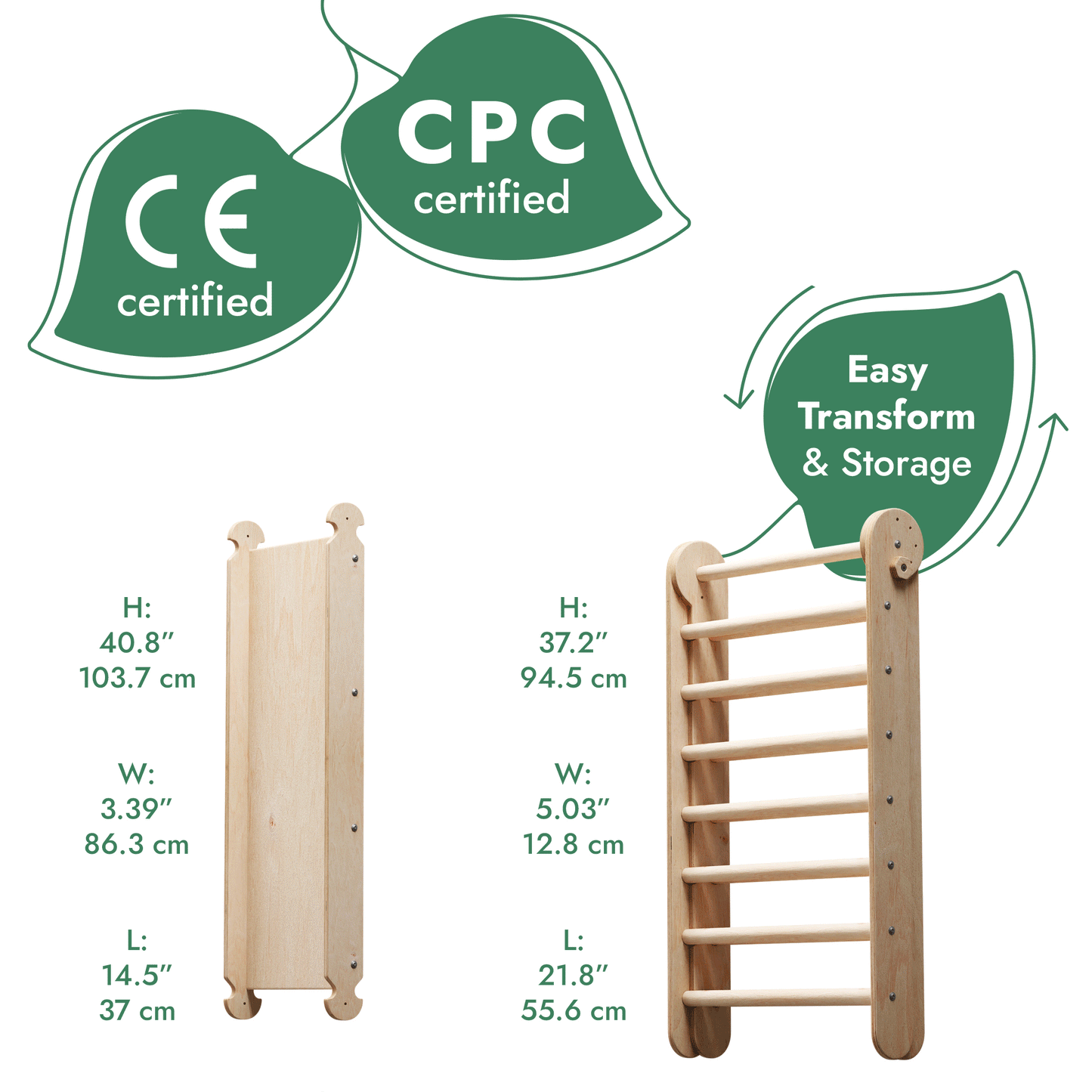 6-in-1 Wooden Swedish Wall Climbing Set with Swing and Slide