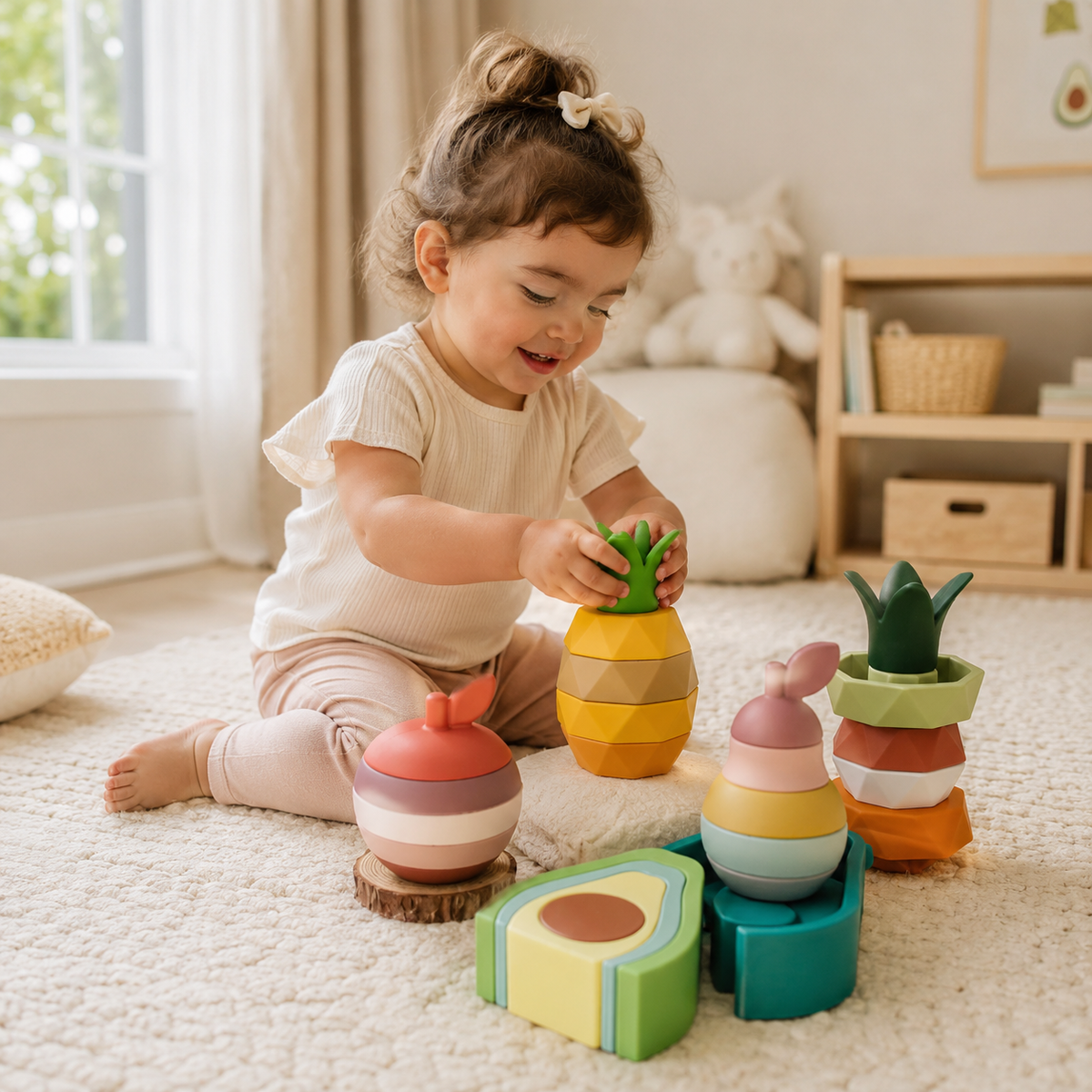 Silicone Fruit Stacking Toy for Sensory Play