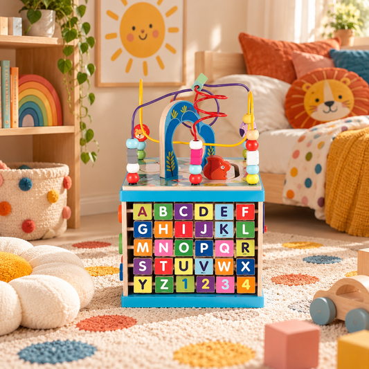 5-in-1 Wooden Activity Cube for Toddlers