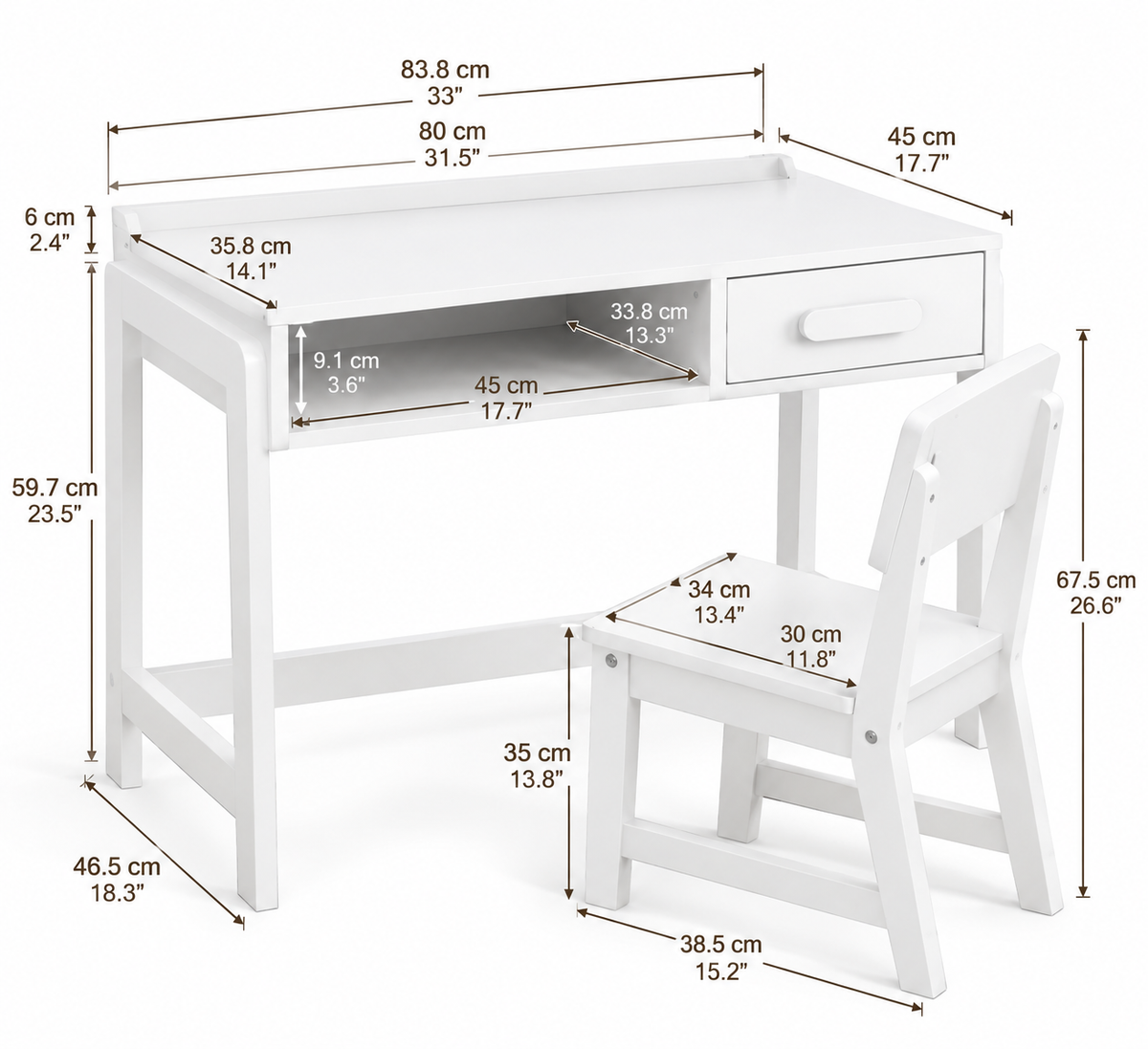 Kids Desk & Chair Set with Storage