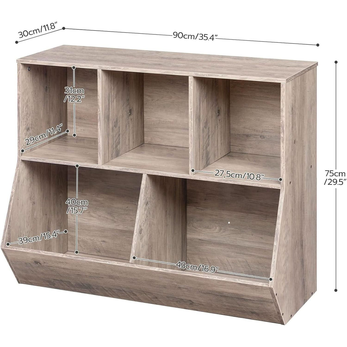 Kids Bookshelf & Toy Storage Cabinet – Greige