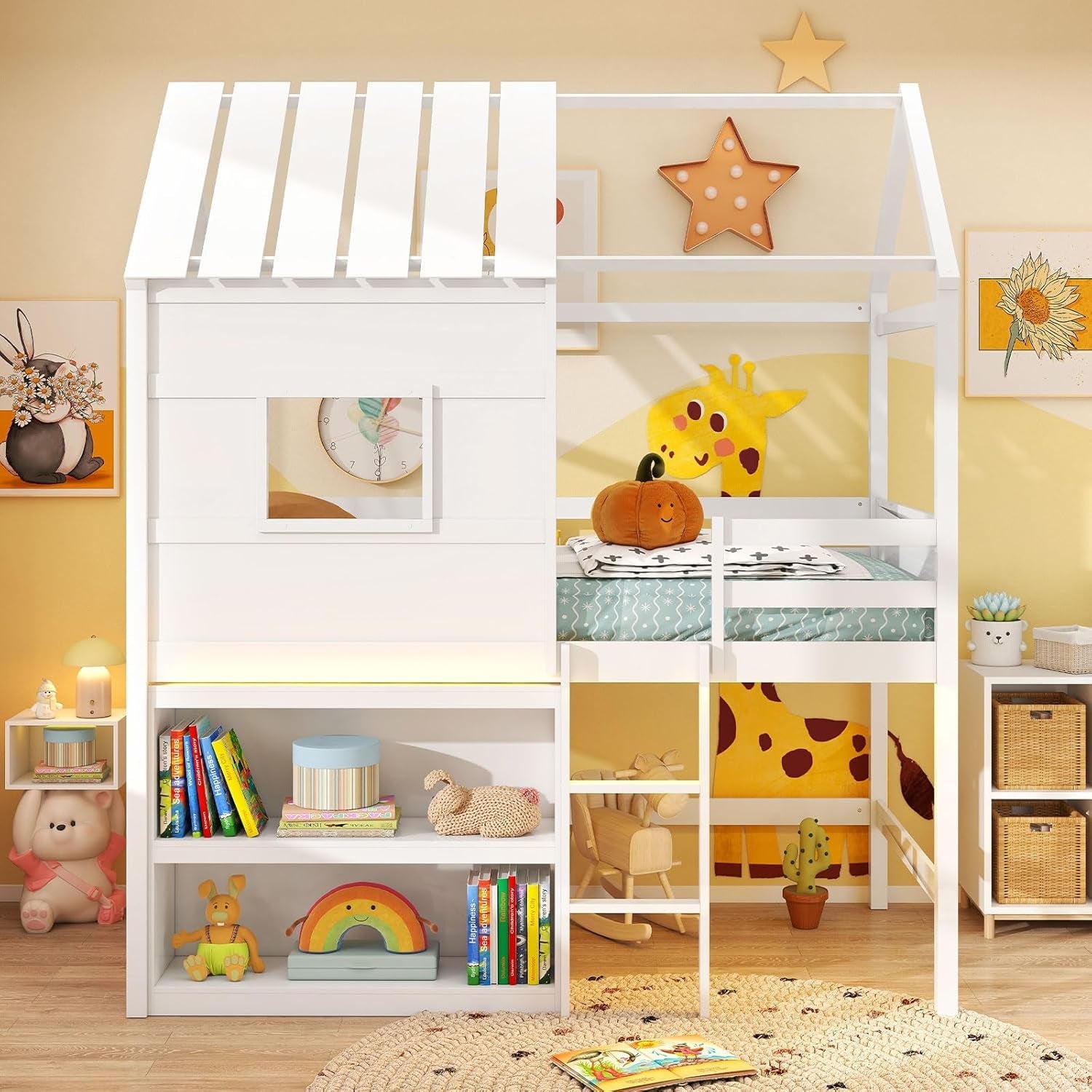 Twin Loft Bed With LED Illumination Engineering Solution-2