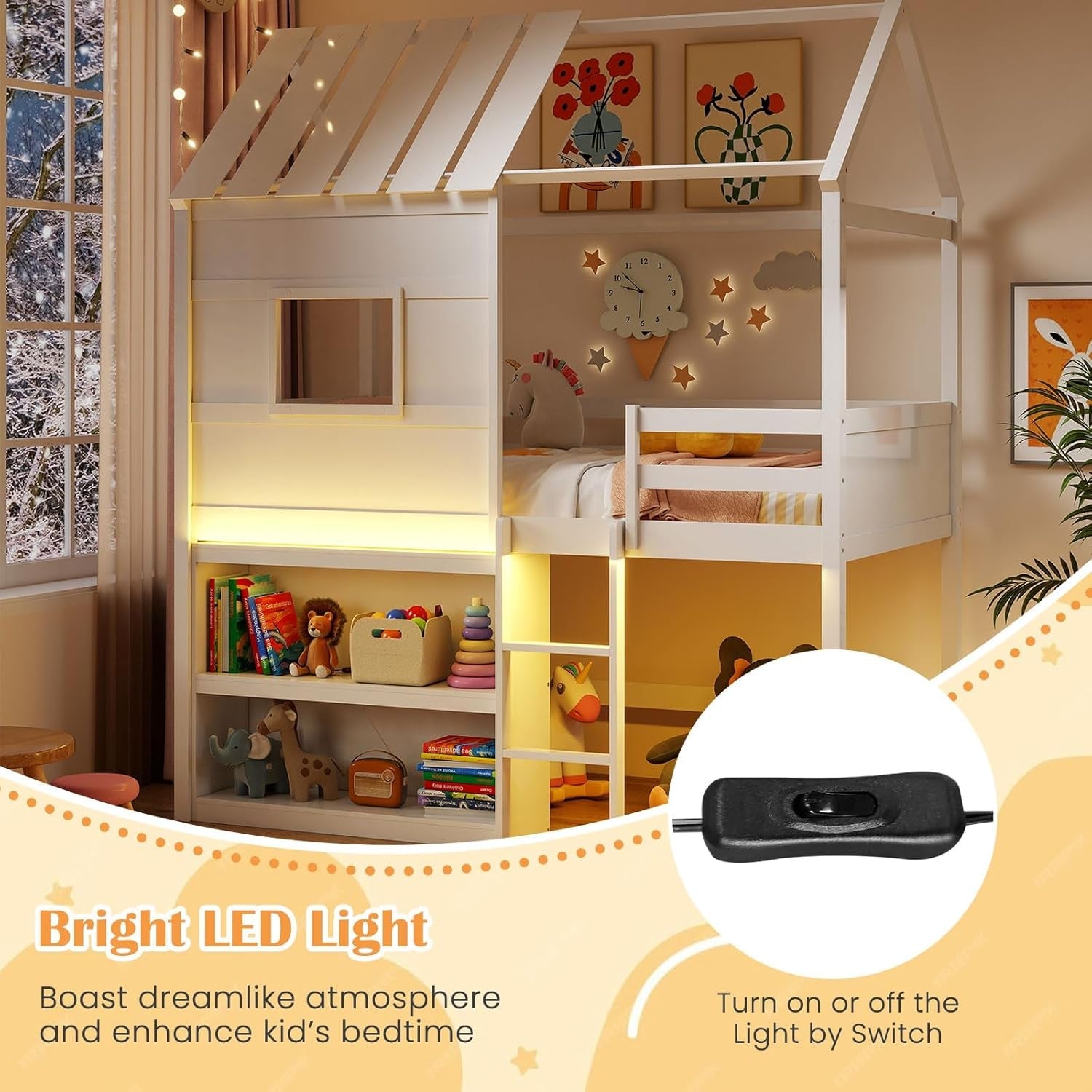 Twin Loft Bed With LED Illumination Engineering Solution-4