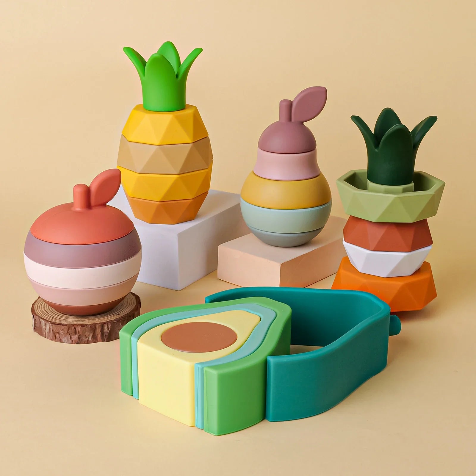 Silicone Fruit Stacking Toy for Sensory Play