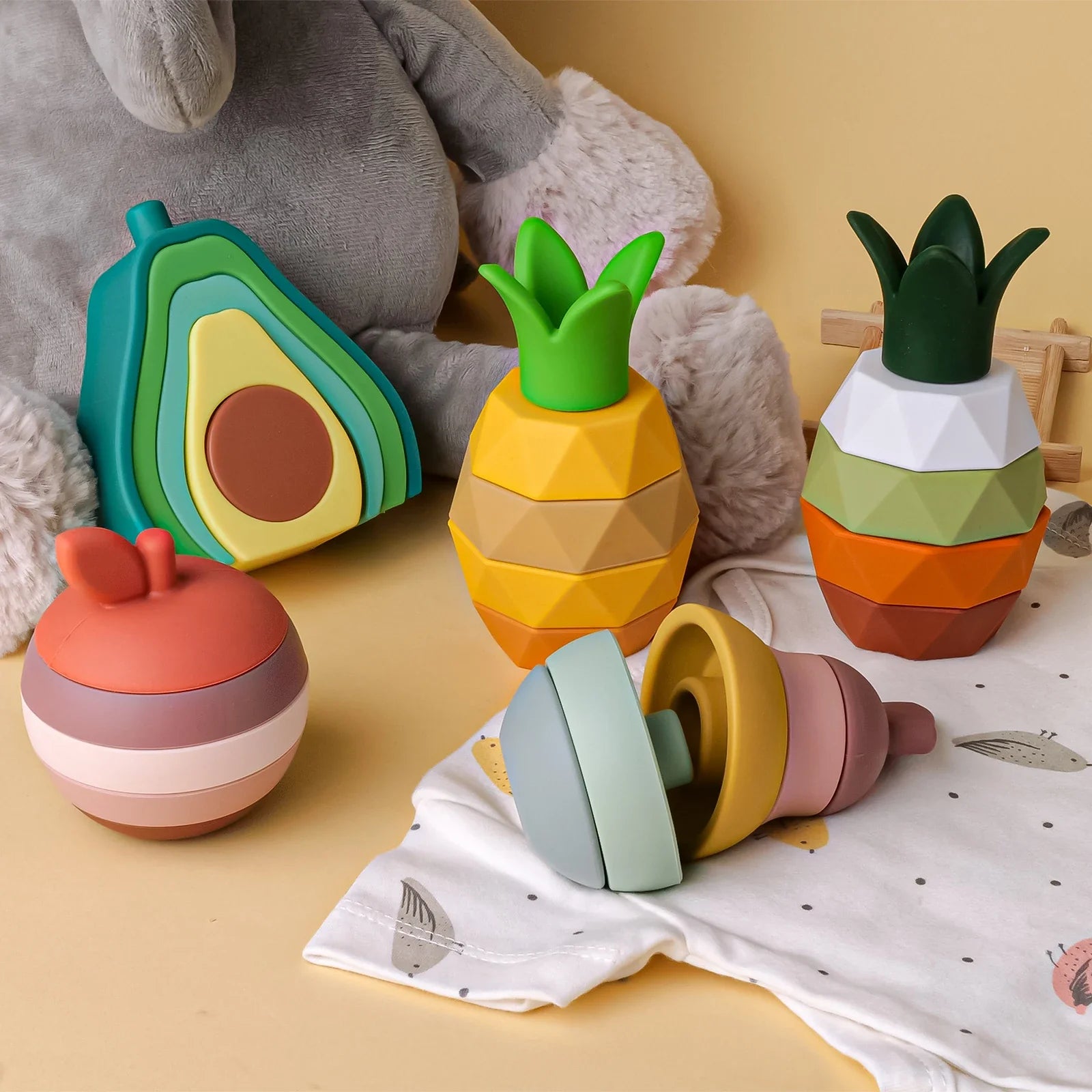Silicone Fruit Stacking Toy for Sensory Play