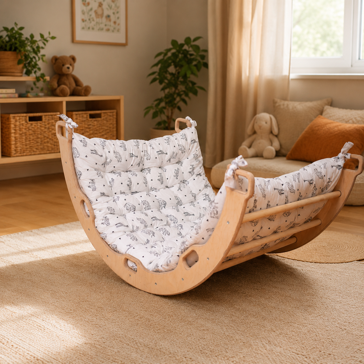 Wooden Climbing Arch Rocker with Pillow