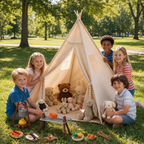 60-Inch Kids Teepee Tent with BBQ Play Set