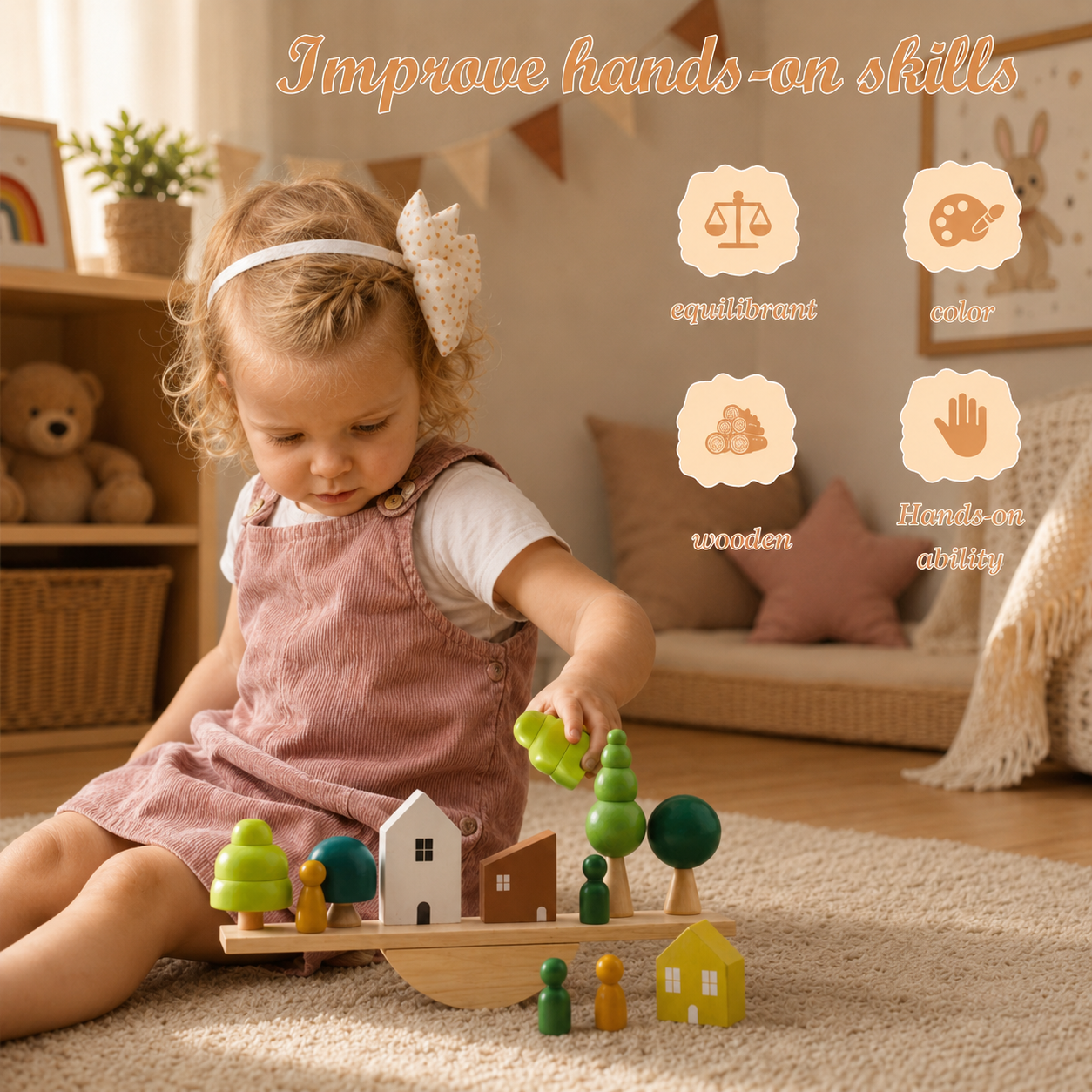 Montessori Wooden Balance & Threading Toy