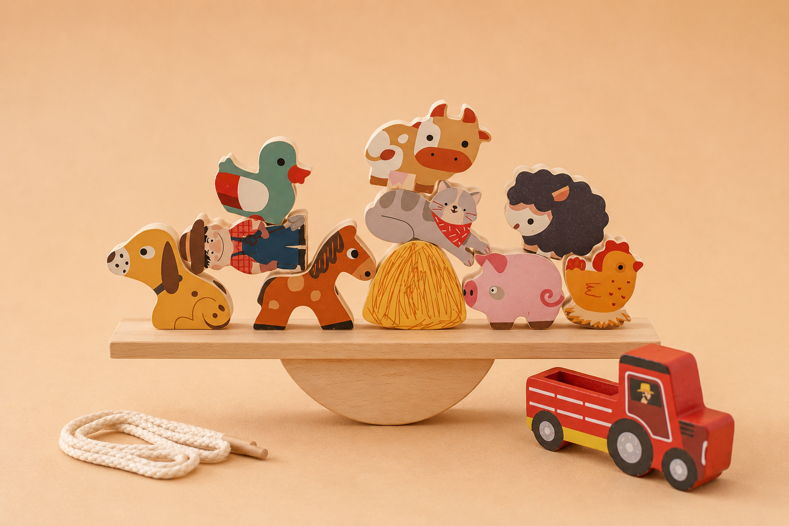 Montessori Wooden Balance & Threading Toy