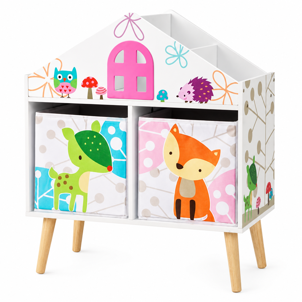 House-Shaped Kids Bookshelf | White Toy Storage
