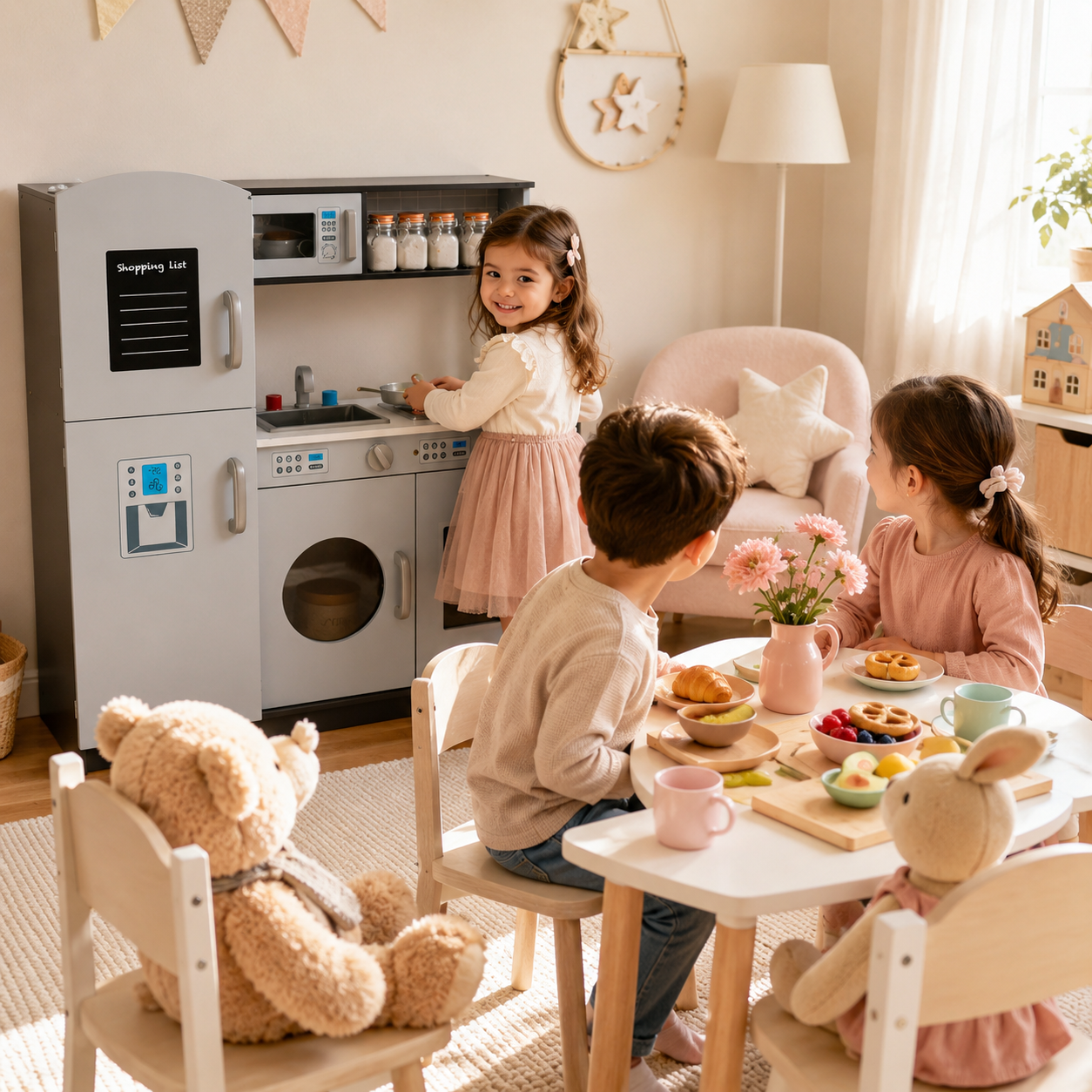 Kids Pretend Kitchen Set with Simulated Sound