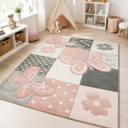 Butterfly Kids Rug | Soft Pink Playroom Rug
