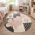 Butterfly Kids Rug | Soft Pink Playroom Rug