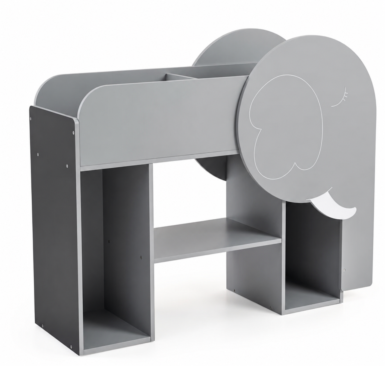 Elephant Kids Bookshelf | Grey Toy Organizer