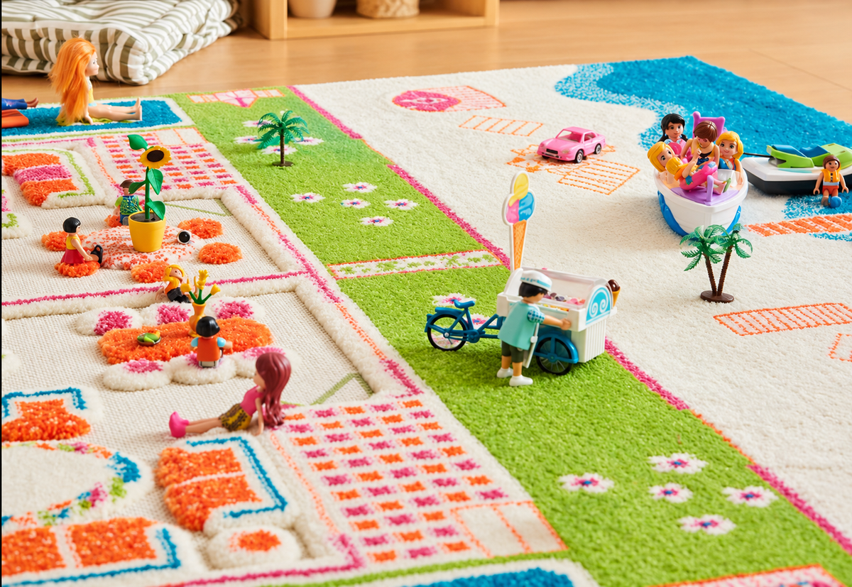 71 × 52.5-Inch Educational Play Rug for Kids