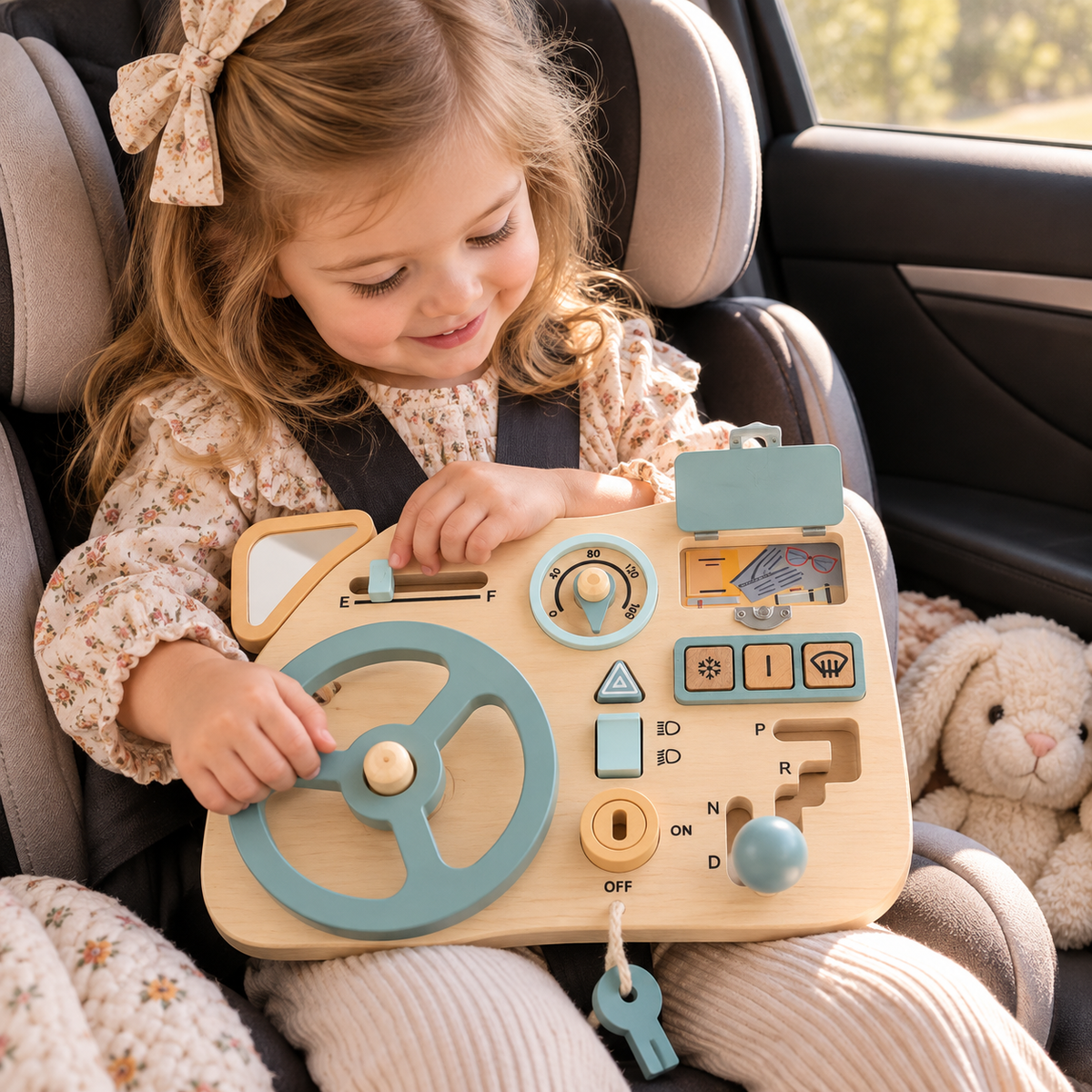 Montessori Wooden Car Dashboard Sensory Toy