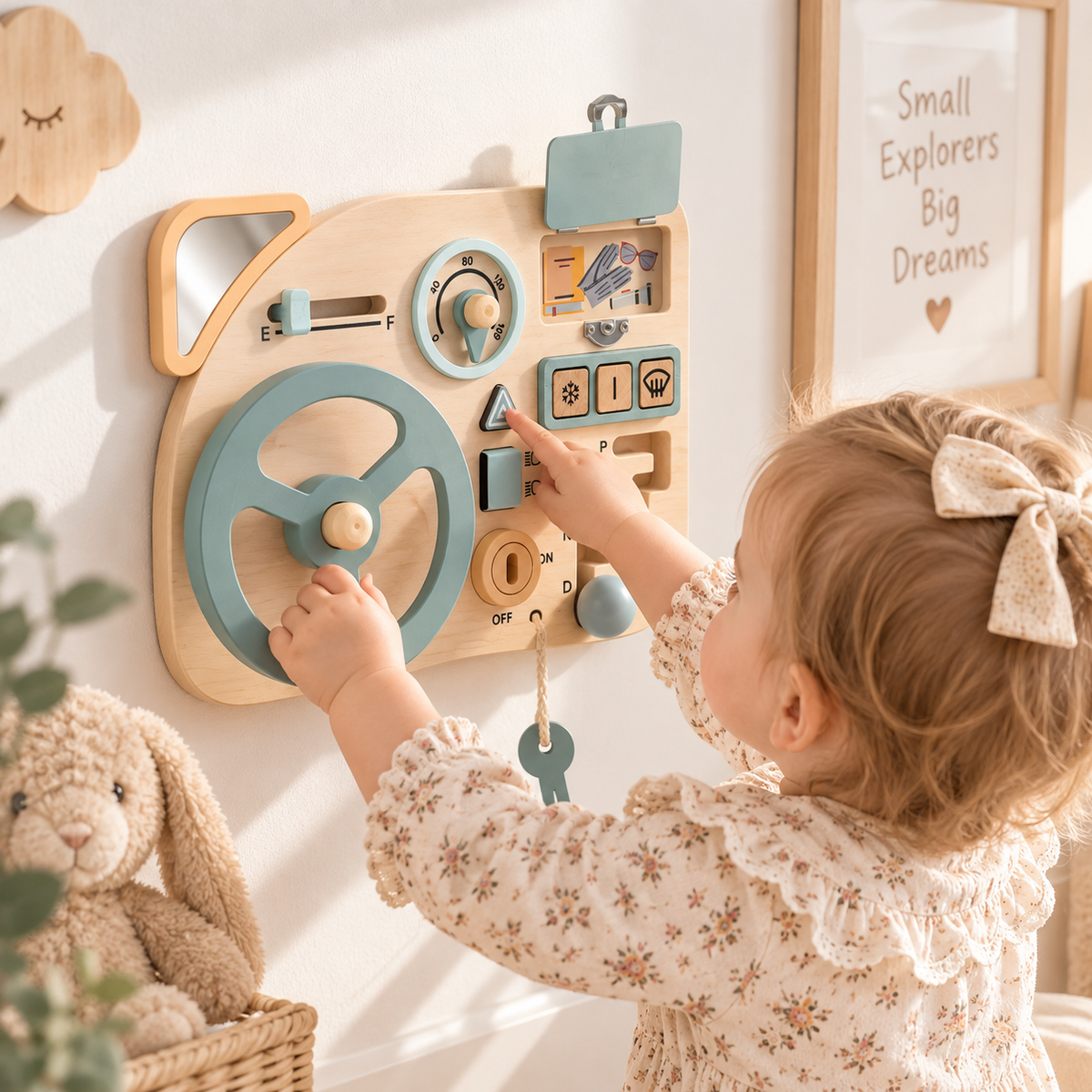 Montessori Wooden Car Dashboard Sensory Toy