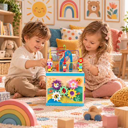 5-in-1 Wooden Activity Cube for Toddlers