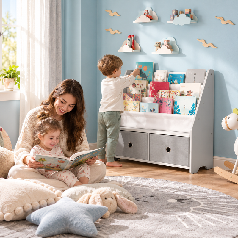 4-Tier Kids Bookshelf & Toy Storage