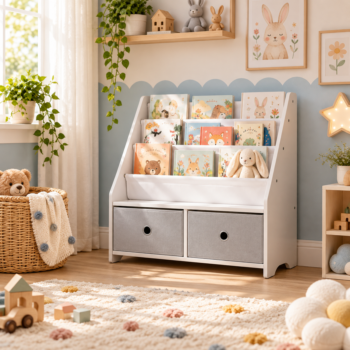 4-Tier Kids Bookshelf & Toy Storage