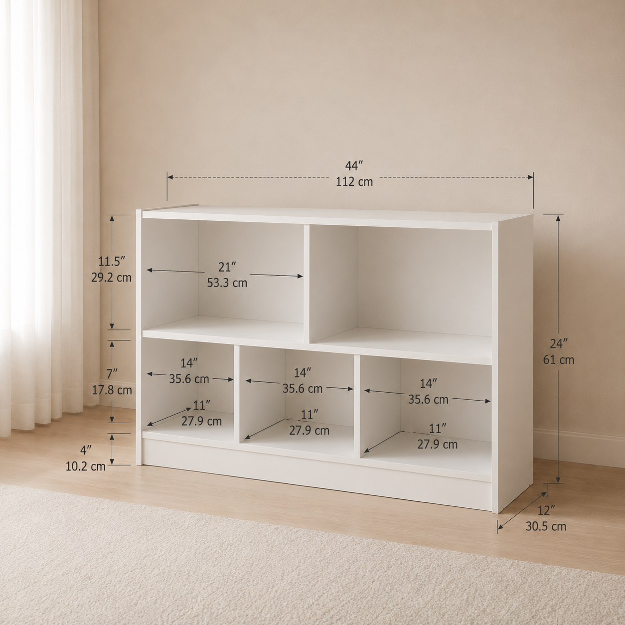 Wooden Kids Bookshelf & Toy Organizer