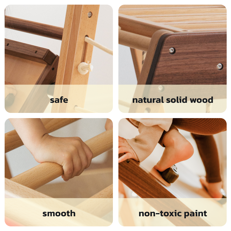 AVDAR Walnut Climber Set – Indoor Wooden Activity Gym for Kids