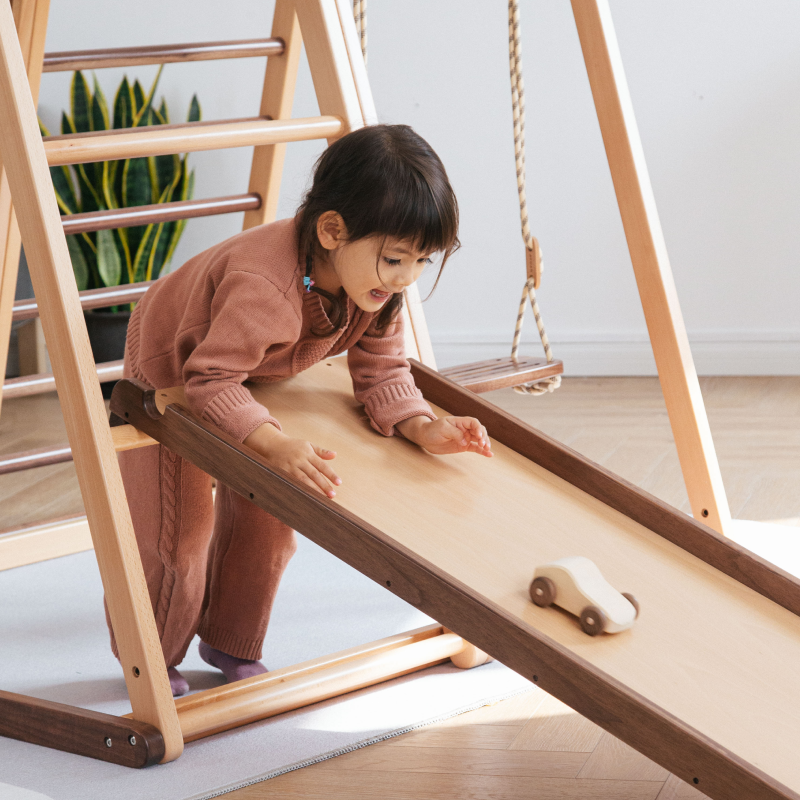 AVDAR Walnut Climber Set – Indoor Wooden Activity Gym for Kids