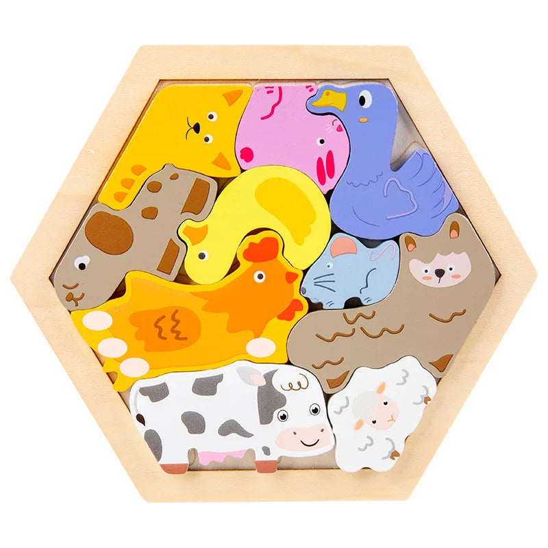 Wooden Hexagon Tangram Puzzle