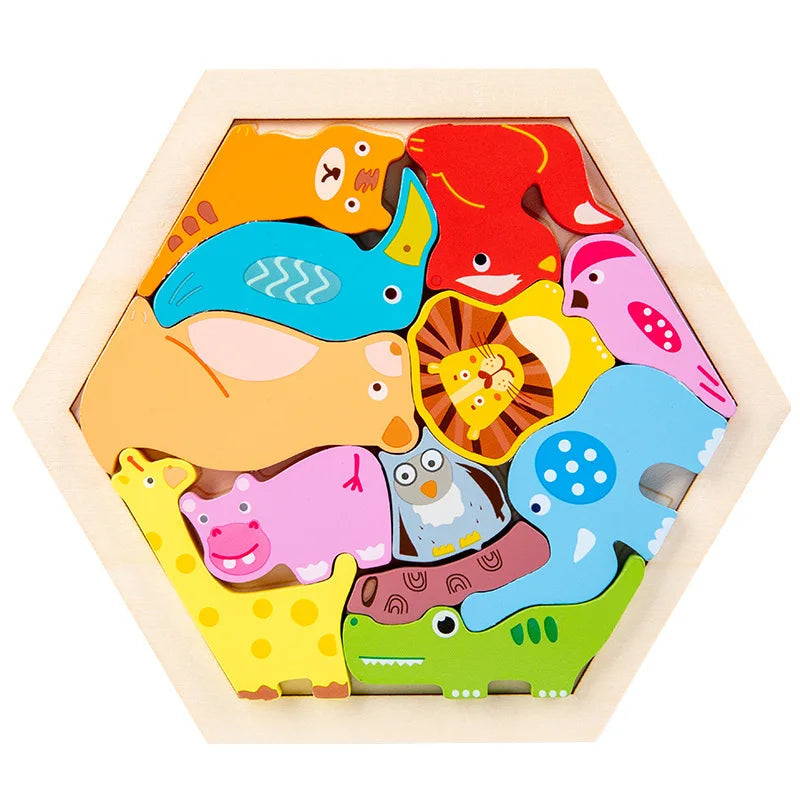 Wooden Hexagon Tangram Puzzle
