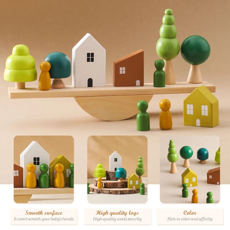 Montessori Wooden Balance & Threading Toy