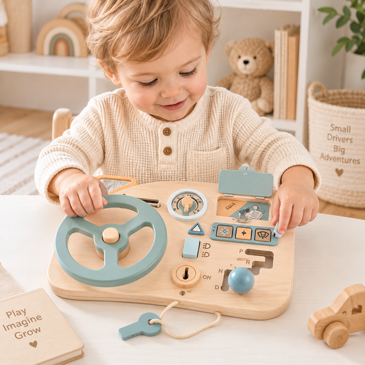 Montessori Wooden Car Dashboard Sensory Toy
